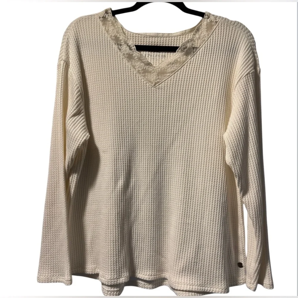 Justice waffle knit long sleeve shirt size 20-22